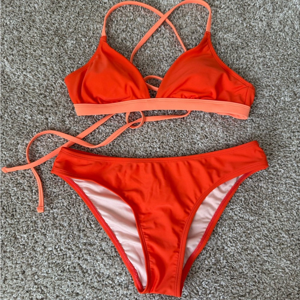 CUPSHE Vibrant Orange Bikini Set